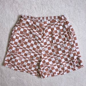 Roxy Flower Checkered Lightweight Orange White Shorts